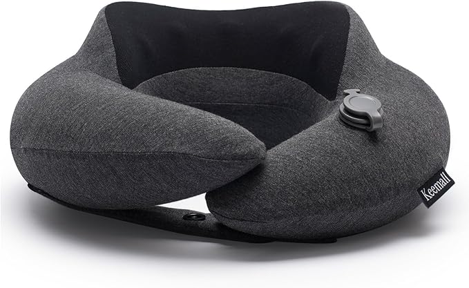 Inflatable Neck Pillow, Premium Travel Neck Pillow for Airplane Headrest Sleep - 3rd Generation, Double Comfort Plane Pillow for Long Flight