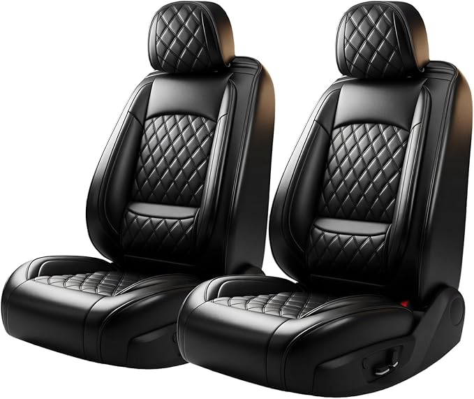 Fit Palisade Car Seat Covers for Hyundai Palisade 2020-2026 - Premium Leather, Waterproof, All-Weather, Airbag Compatible, Breathable, Easy Install,Only 2 Front seat Covers, Black