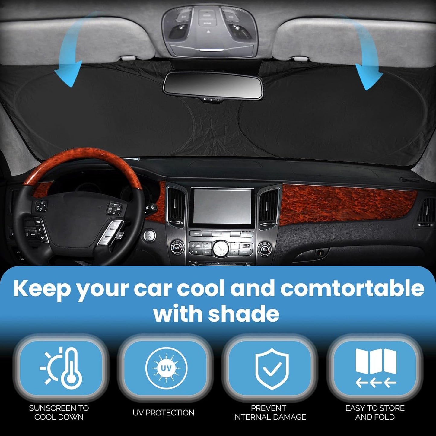 Sunshade for 2017-2023 2024 2025 Porsche Panamera Accessories Front Window Sun Shades Shield Cover for Windshield Foldable 210T Sun Visor