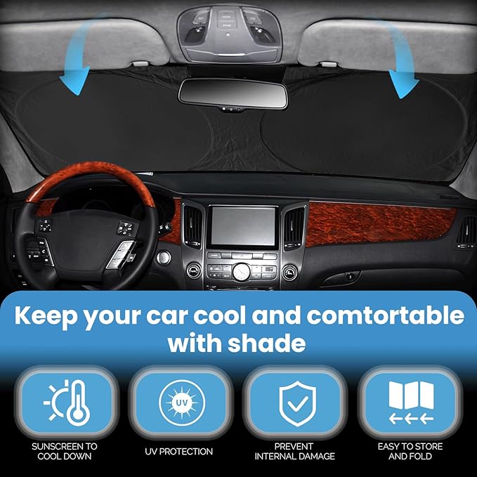 Custom Fit VW ID.4 Windshield Sunshade for 2021-2022 2023 2024 2025 VW ID.4 for Volkswagen Accessories Front Window Shield Cover for Windshield Sun Visor Protector Blocks UV Keeps Car Cool