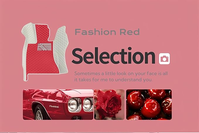 Customize Making Car Floor Mats for 99.99% Sedan SUV Pickup Truck Full Coverage Men Women Cute Leather Protection Pads Non-Slip Floor Liners (Red+Beige Side)