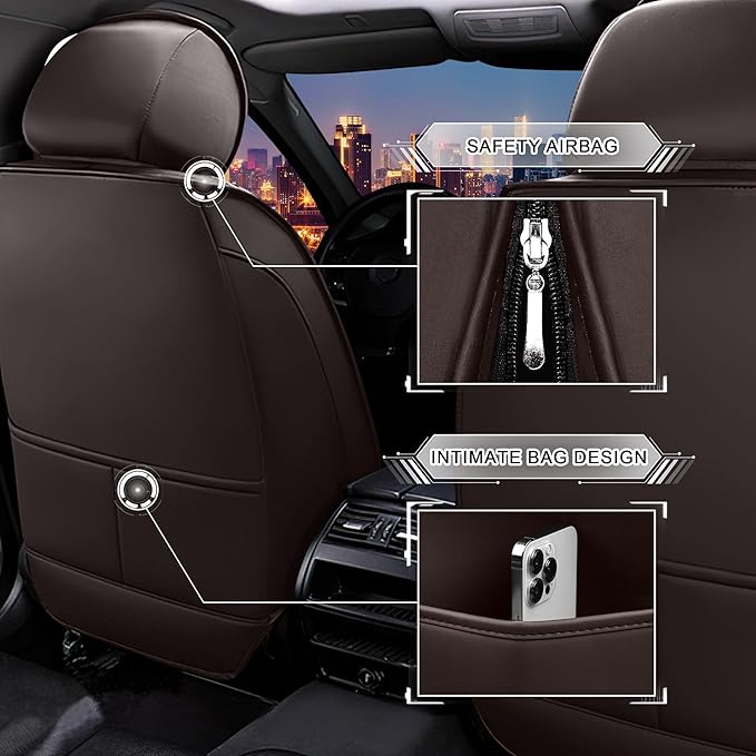 CTDS Car Seat Covers for Toyota Corolla 2000-2026, Stylish Sport Seat Cover, Premium Nappa Leather Car Seat Cover. Automobile Seat Covers Sets.(Standard 2 Seats/Coffee Color)