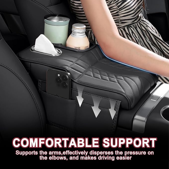 Car Armrest Cover for Tesla Model X 2015–2020 2021 2022 2023 2024 2025 2026, Center Console Cover Mat Armrest Seat Box Cover Cushion Console Pad Interior Accessories,D