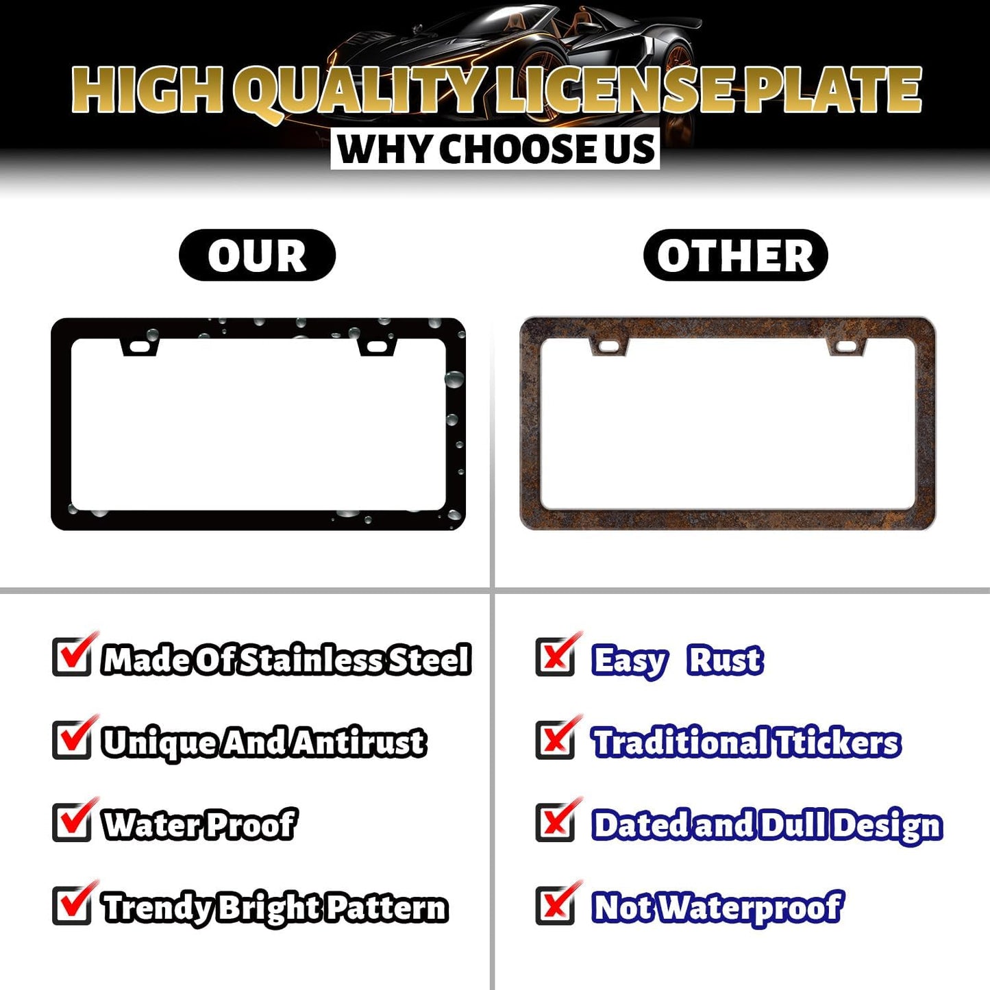 Plam Trees License Plate Frame Hawaii Tropical Leaves License Plate Holder Funny License Plate for Car Decoration Stainless Steel Colorful Auto Parts with Screws for Men Women 12.3" x 6.3"