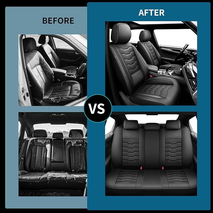 Fit Kicks Car Seat Covers， Compatible with Nissan Kicks 2018 2019-2026 -Premium Leather, Waterproof Breathable All-Weather Seat Cushion Protector Airbag Compatible（2 Seats Front Pair， Black