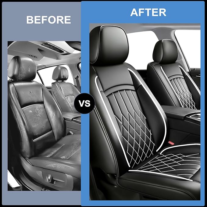 Fit TLX Car Seat Covers for Acura TLX 2014-2025 2026 - Premium Leather, Waterproof, All-Weather, Airbag Compatible, Anti-Slip, Breathable, Easy Install, Seat Protectors, Full Set, Whiteline