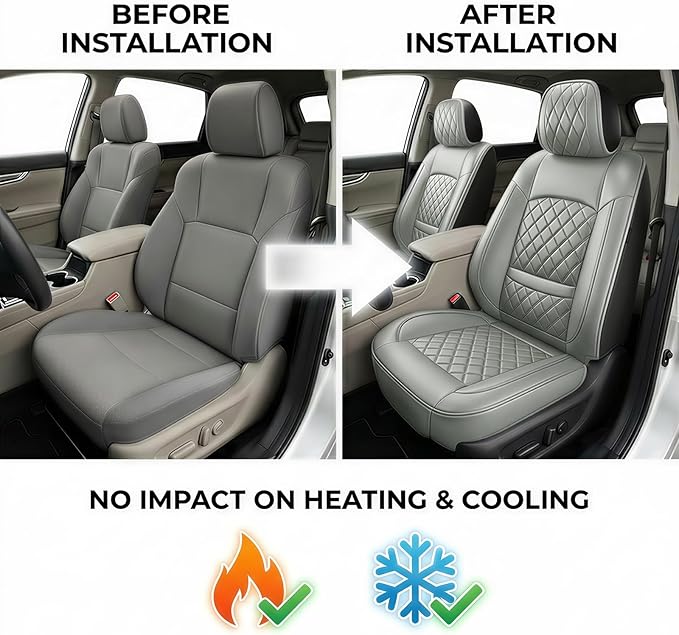 Fit for Accent Seat Covers Compatible with Hyundai Accent 2017-2026 - Waterproof Breathable Leather Automotive Seat Cushions Protector,Airbag Compatible,Only 2 Front seat Covers(Gray)