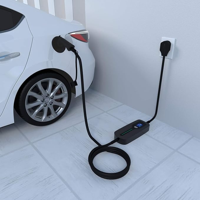 EV Charger Level 2,(NEMA 10-30, 30A/25ft,6.6KW) Portable Electric Vehicle Charging Station for Electric and Hybrid Vehicles