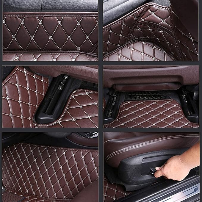 Custom Making Car Floor Mats Compatible for 2000-2025 All Mode Sedan SUV Sports Car Full Coverage Cute Pads Protection Non-Slip Leather Floor Liners (Red+Black Edge)