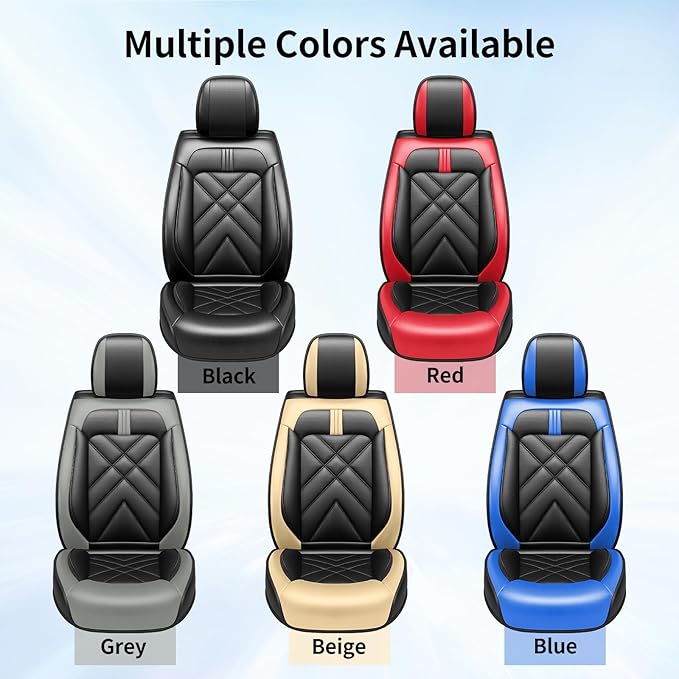 Car Seat Covers Compatible with Mazda 6 2007-2021, Full Coverage Premium Leather Waterproof Breathable Seat Covers, Automotive Seat Protectors, Airbag Compatible(2 Front Seats, Black-Blue)