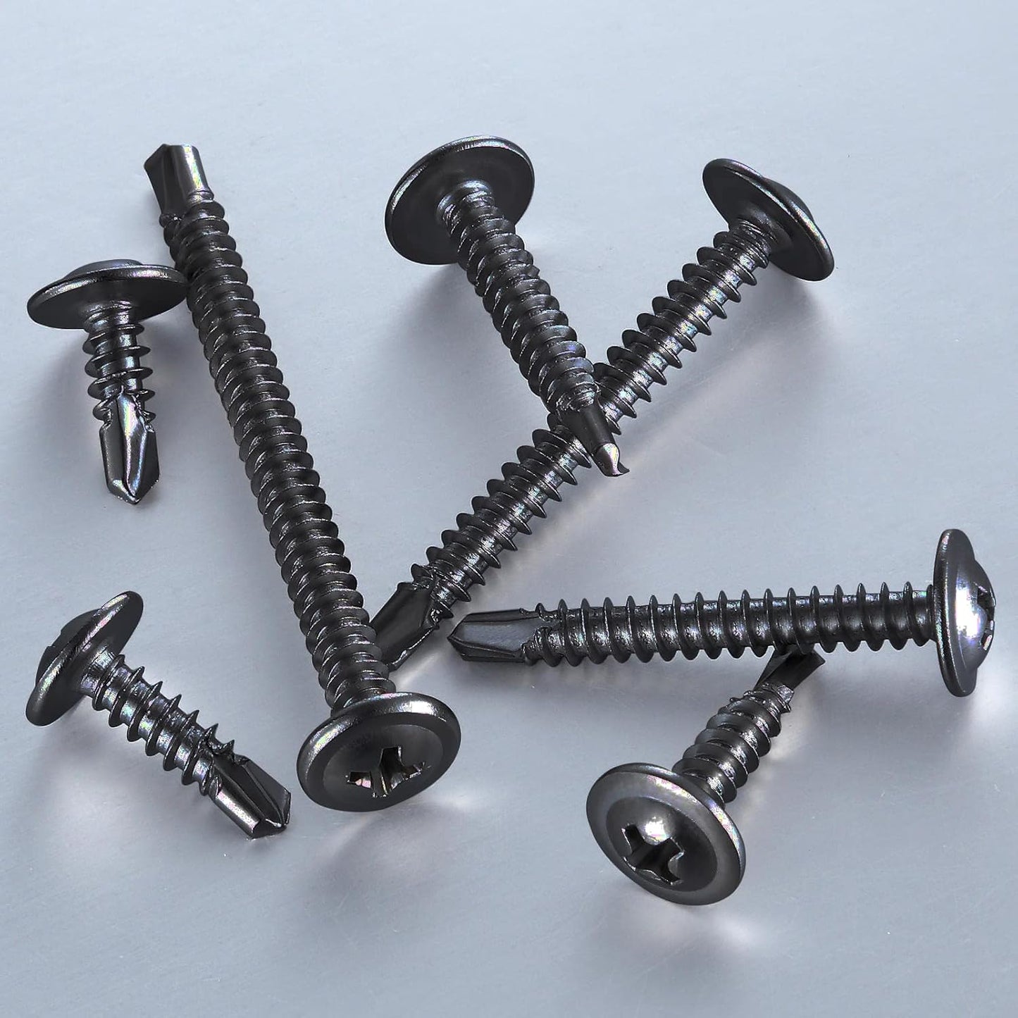 (100 pcs) Wensilon #10×2” for Sheet Metal Self-Tapping Screws 410 Black Stainless Steel Truss Head High-Strength Quick Tapping