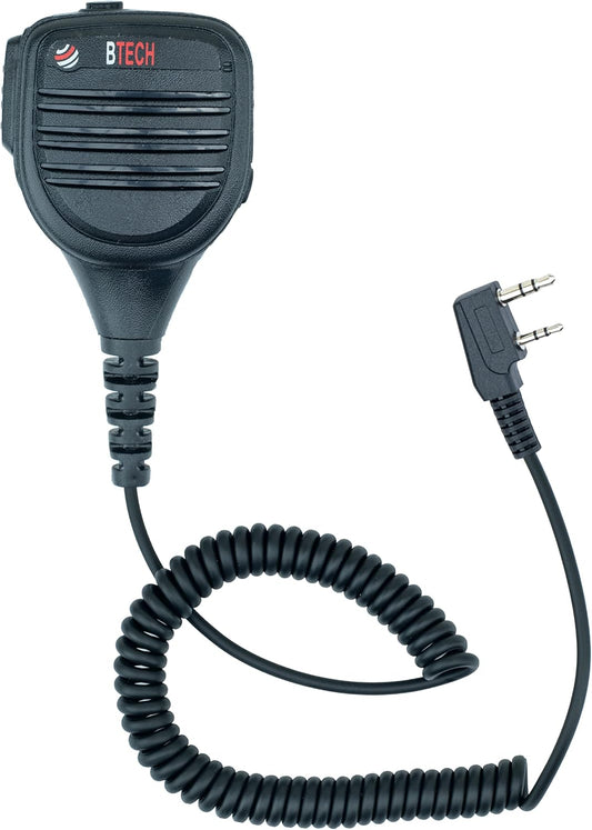 BTECH QHM22D Dual Push-to-Talk (PTT) Speaker Mic, Platinum Series IP54 Rainproof Shoulder Mic for BaoFeng, BTECH, Kenwood Radios