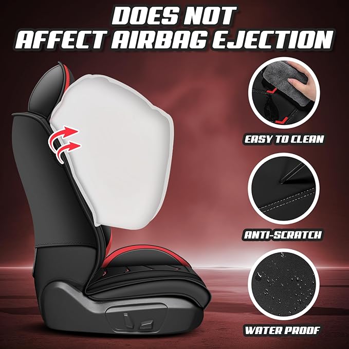 Car Seat Covers for Mitsubishi Outlander 2003-2026, Premium Nappa Leather Car Seat Cover, Stylish Sport Seat Covers， Automobile Seat Cover Sets.(Standard 5 Seats/Black Red)