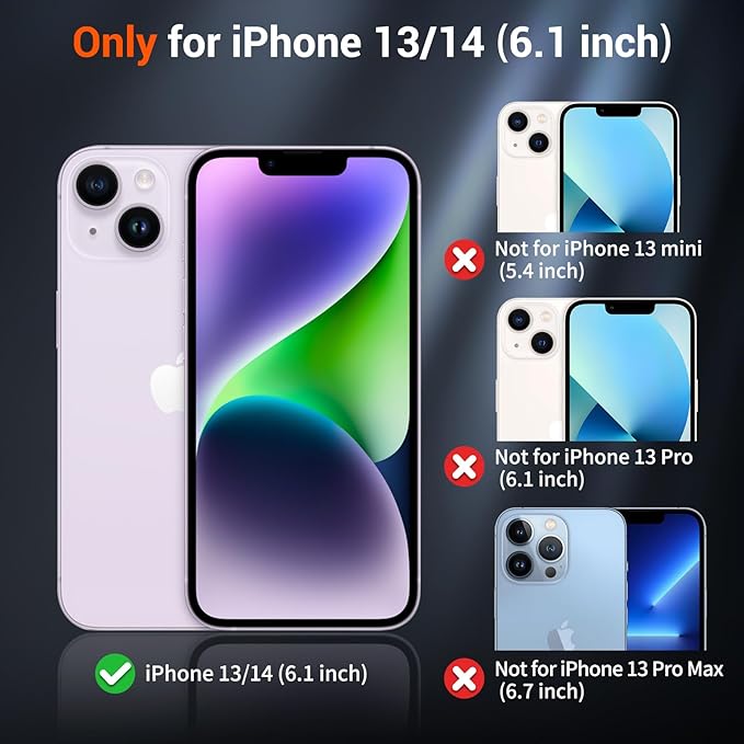 SUPFINE Magnetic for iPhone 14 Case & iPhone 13 Case with Screen Protector (Compatible with MagSafe)(Military Grade Drop Protection) Translucent Matte Shockproof Phone Cover,Dark Blue