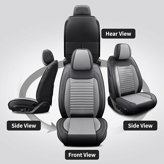 Front Seat Covers Fit for Toyota Corolla 2000-2026, Car Seat Covers Front Seats, Breathable Faux Leather Automotive Seat Covers Front Pair Anti-Slip Seat Cover(Black&Gray, Front)