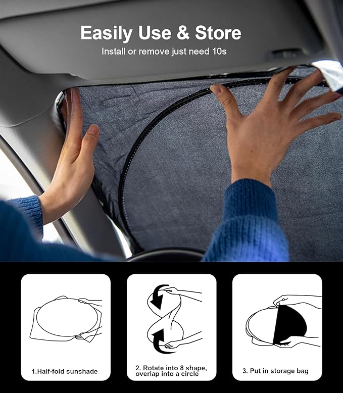 INSAUTO for Accord 2026 Windshield Sun Shade Sunshade Protector for Honda Accord 2021 2022 2023 2024 2025 Windshield Cover Sun Visor Foldable Window Heat Shield Reflector Blocks UV Ray Car Accessories