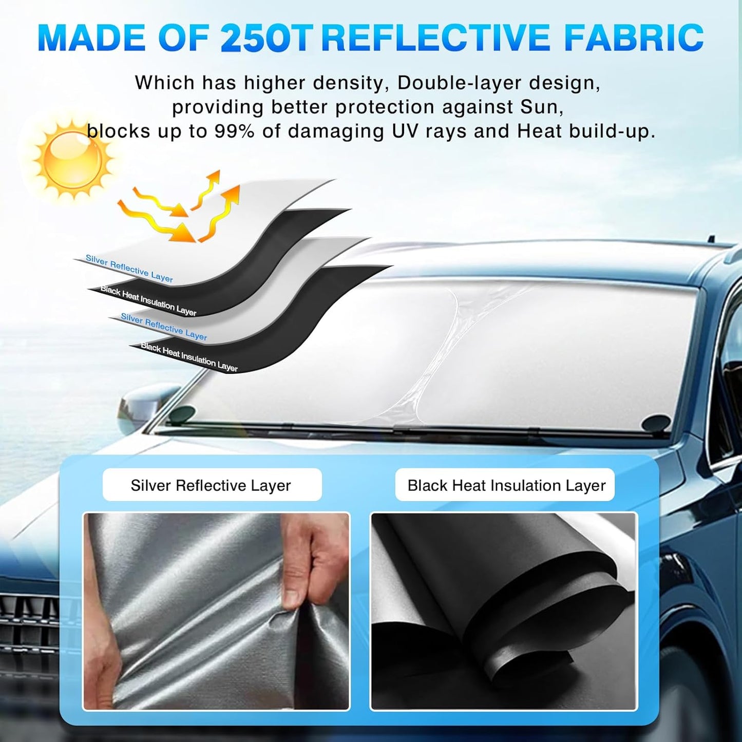 KUST Windshield Sun Shade for 2017-2024 Nissan Armada Accessories Custom Fit Sunshade Window Sun Visor Protector Foldable Blocks UV Rays Keep Your Car Cooler