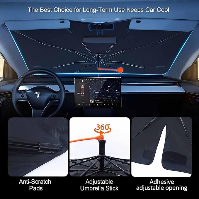 CHILL·TEK Funny Car Windshield Sun Shade Umbrella, 70s 80s Flower Car Sun Shade Umbrella, Block UV Rays Heat Foldable Windshield Umbrella Sun Visor Protector - Keep Vehicle Cool for Cars SUV