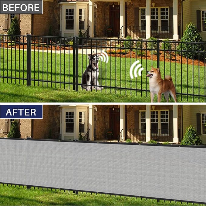 Windscreen4less Privacy Fence Screen Heavy Duty Windscreen Fencing Mesh Fabric Shade Net Cover for Outdoor Wall Garden Yard Pool Deck, 8'x204' Light Gray