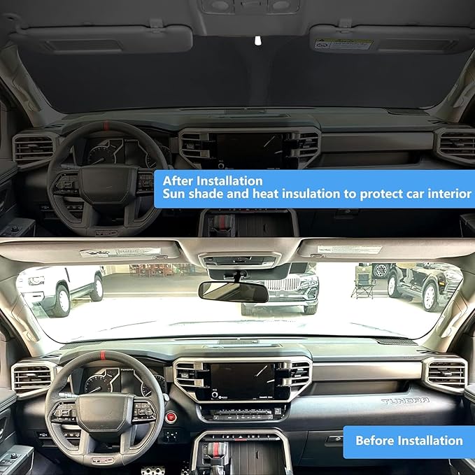 Custom Fit Toyota Tundra 2026-2022 Windshield Sun Shade, Front Window Sunshade for Tundra TRD Pro, Limited, SR5, Platinum, Foldable Sun Visor UV Protector Heat Shield Window Screen Cover Keep Car Cool
