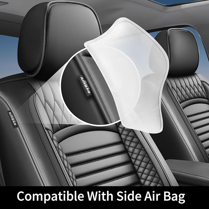 Fit Palisade Car Seat Covers for Hyundai Palisade 2000-2025 2026 - Upgraded Premium Waterproof & Breathable Leather, Airbag Compatible, All-Weather Seat Cushion Protector (Full Set, Black)