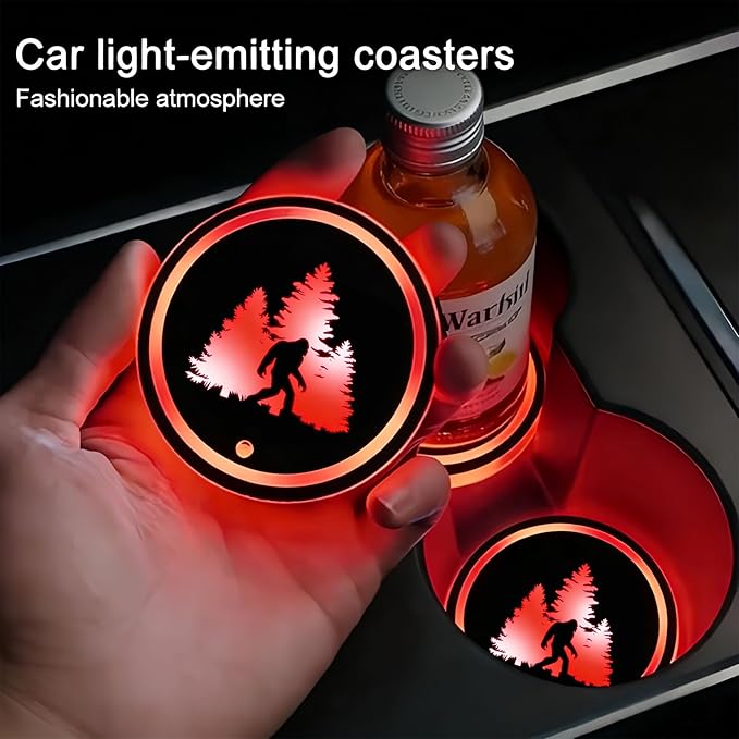 Ladybug LED Cup Holder Lights for Car,2Pcs LED Light Up Cup Holder Coasters with USB Charging 7 Colors 3 Modes,Waterproof Interior Atmosphere Lamp,Car Decor Accessories Ladybug Gifts for Women Men