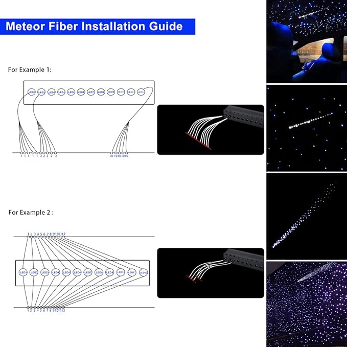 AKEPO 16W 550pcs 13.1ft/4m 0.03in Fiber Optic Starlights Headliner Kit with Meteor, Shooting Star Car Home Use APP/Remote Control Music Sync Fiber Optic Lights Kit