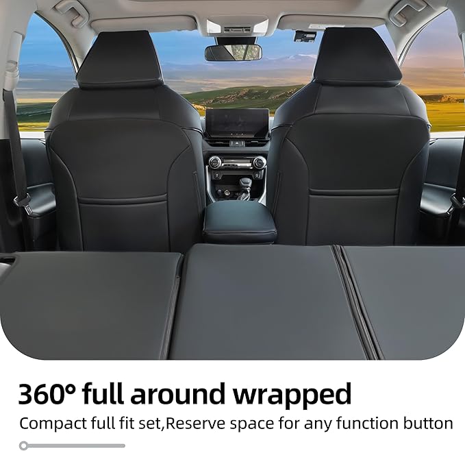 Lolcar Rav4 Hybrid Car Seat Covers Custom Fit for 2019 2020 2021 2022 2023 2024 2025 Toyota Rav4 Hybrid Model Only LE,XLE,XLE Premium,Limited,Woodland Edition, 5 Seats Full seat,Faux Leather(Black)
