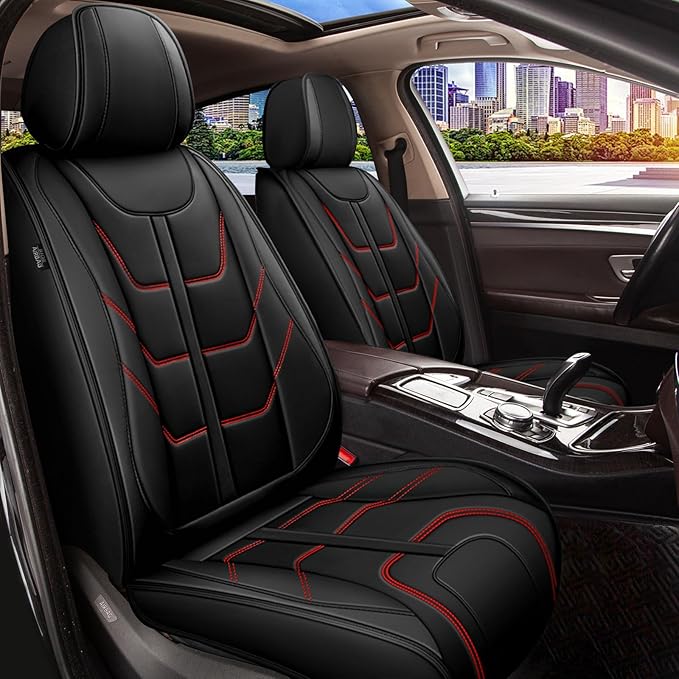 TTX LIGHTING Car Seat Covers fit for Ford Escape 2001-2026 Full Set: Premium Leather Automotive Seat Cover with Airbag Compatible Waterproof (5 Seats, Redline)