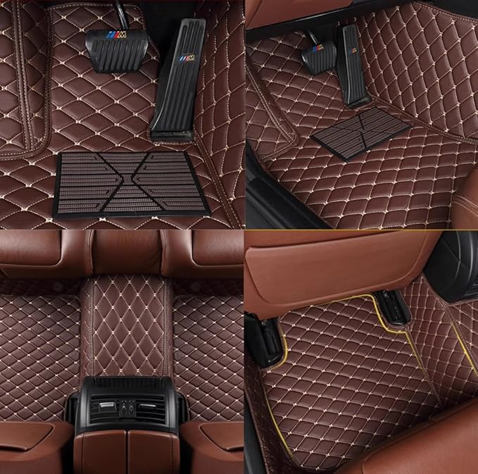 Custom Personalized Floor Mats for Cars，Luxury Full Coverage All Weather Car Floor Mats，Anti-Slip Leather Car Mat Set ，Custom Floor Mats for 99% of Cars, Trucks & SUVs (Gray)