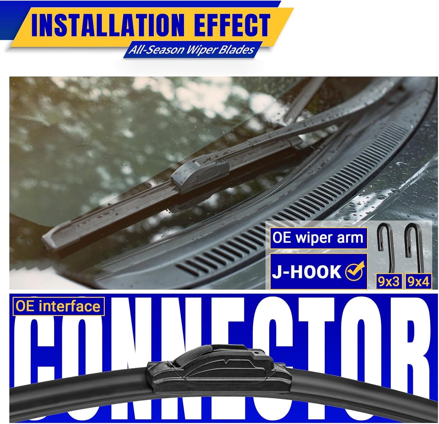 3 wipers Replacement for 2005-2015 Nissan Armada/2004-2010 Infiniti QX56/2011-2014 Acura TSX, Windshield Wiper Blades Original Equipment Replacement - 24"/22"/12" (Set of 3) U/J HOOK