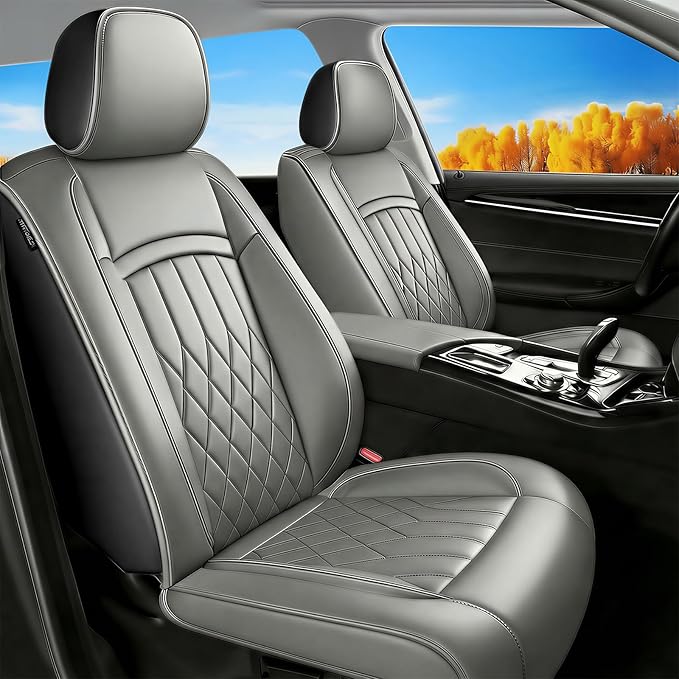 Fit for Sonata Car Seat Covers Compatible with Hyundai Sonata 2004-2026-Waterproof Breathable Leather Automotive Seat Cushions Protector, Airbag Compatible, Full Set 5 Seats(Gray)
