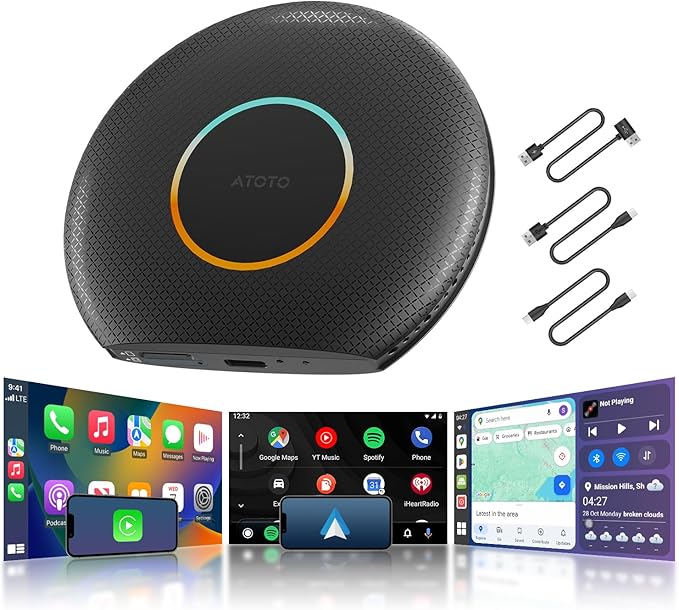 CB6 Car Video Box, 2025 Plug & Play AI Box CarPlay, Wireless CarPlay Adapter/Android Auto with Advanced AI, GPS, Compatible Massive APP, Android 13, 2 BT, 4G LTE, 4G+64G, for OEM Wired CarPlay