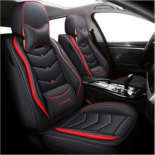 Car Seat Covers Full Set,Automotive seat Covers for Cars,Waterproof Leather seat Covers with Fixed Lumbar Support,Universal Fit for Most Cars,SUV,Trucks and Sedans