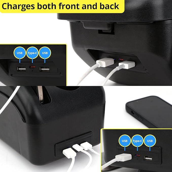 AULPHIKE Compatible with Nissan March Micra Armrest 2011-2016 Car Center Console Organizer Armrests Double Layer Storage with USB Ports（Carbon Fiber Style）