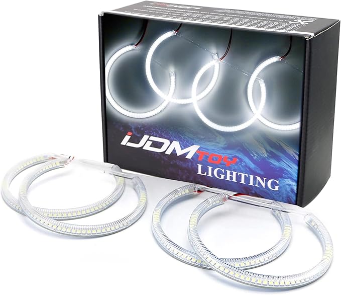 iJDMTOY 7000K Xenon White 264-SMD LED Angel Eyes Halo Ring Lighting Kit Compatible With BMW E36 E46 3 Series E39 5 Series E38 7 Series (Fit Xenon Trim ONLY)