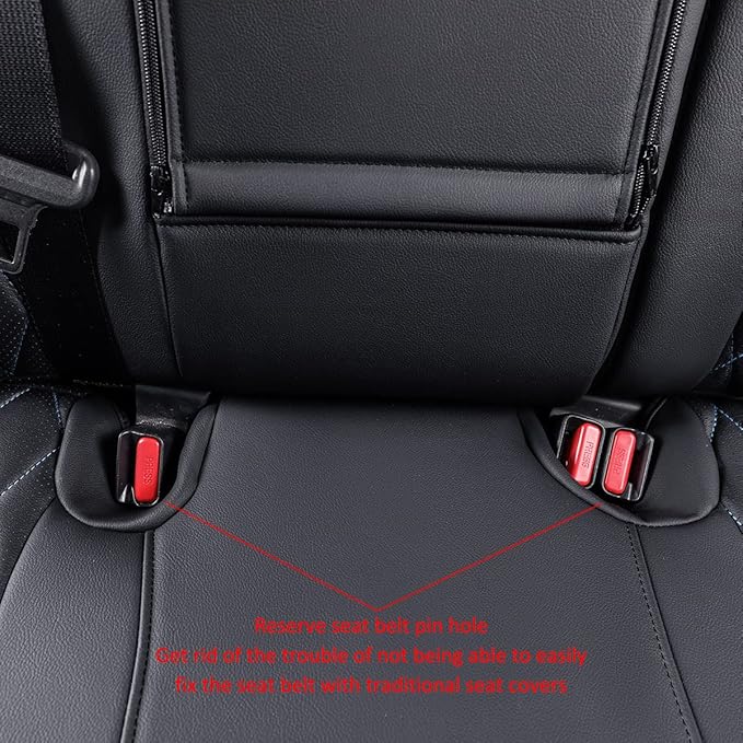EKR Rav4 Seat Covers Custom Fit for Toyota Rav4 (Only Hybrid) 2019-2025 LE,XLE,XLE Premium,Limited,Woodland Edition, Leather Car Seat Cover Full Set for SUV,Faux Leather(Black with Blue Piping)