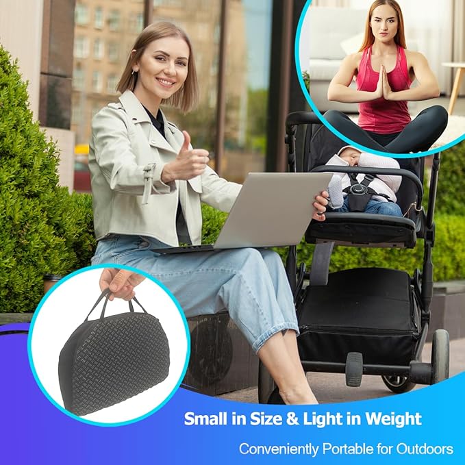 masteymoh Small Foldable Seat Cushion 0.9-Inch Thick, 14 x 9.6 Inches Portable Cooling Gel Seat Cushion for Pressure Relief, Light Seat Cushion for Travel seat Cushion, Foldable for Easier Storage