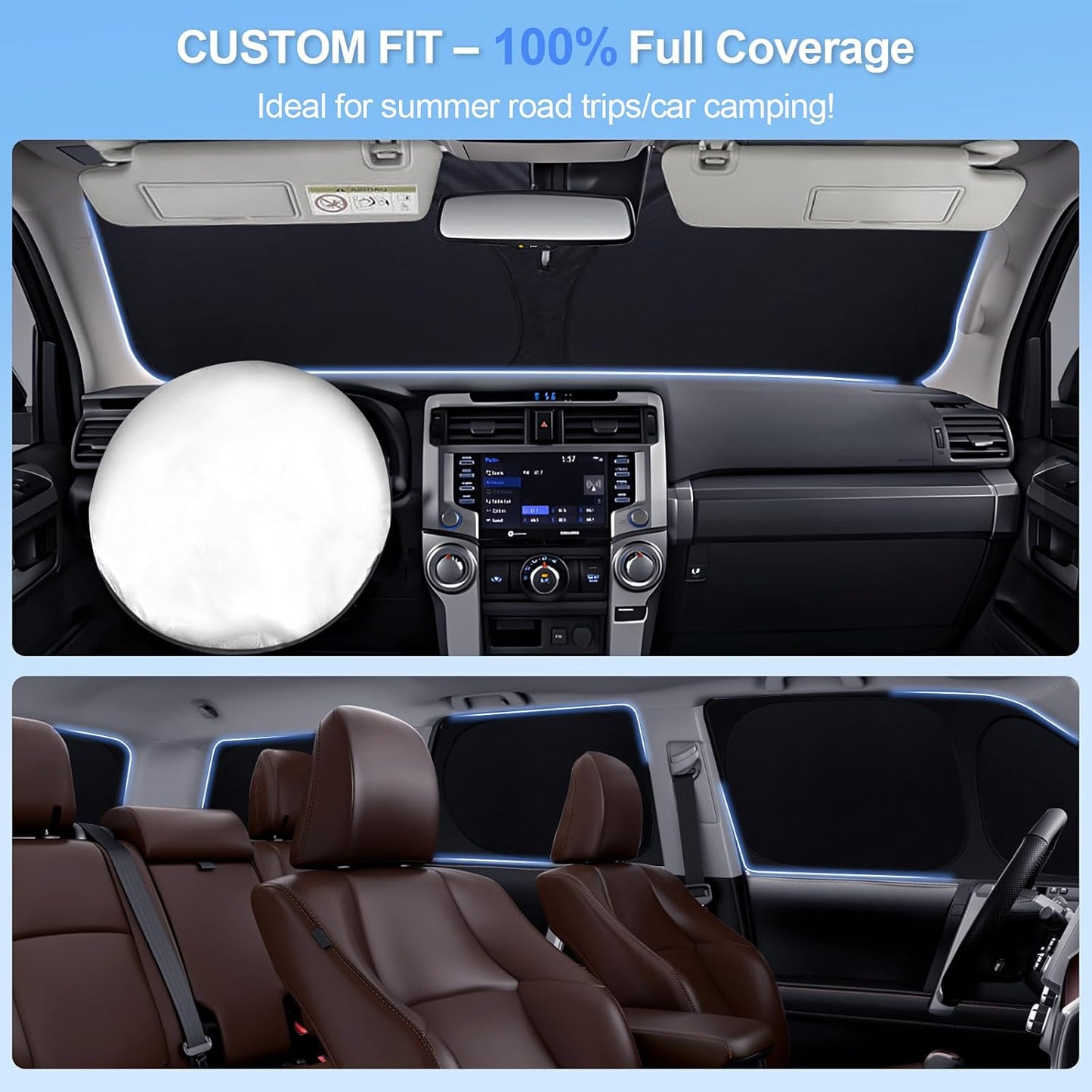 6pcs Car Window Shades for Honda Accord 2013-2017 Accessories,Windshield Side Rear Full Sunshade,Sun Visor UV Blocking, Privacy Protection and Blackout for Camping Outdoor