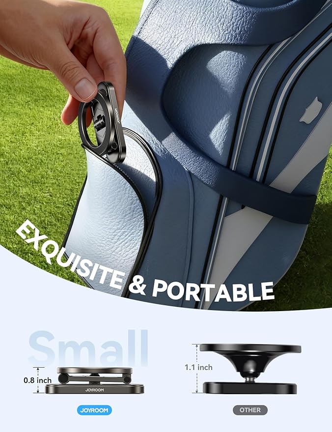 JOYROOM Upgraded Magnetic Golf Cart Phone Holder, [Tri-fold+All Metal] Magsafe Phone Holder Compatible with MagSafe iPhone 17 16 15 14 13 12 Fits EZGO Club Car Yamaha Icon Golf Cart Accessories Gifts