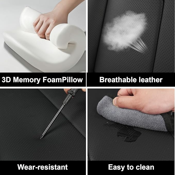 Fit for 98% of Mercedes Benz Car Seat Covers with Headrests, Premium Nappa Leather Seat Cover, Fully Wrapped Protect Modern Style Seat Cover (5-Seat Luxury, Black & White)