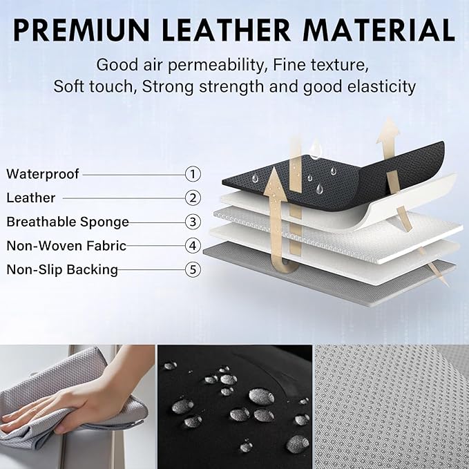 Coverado Rear Seat Covers, Leather Seat Cover for Car, Universal Waterproof Automotive Seat Cushion Protector for Most Cars Trucks SUV (Black)