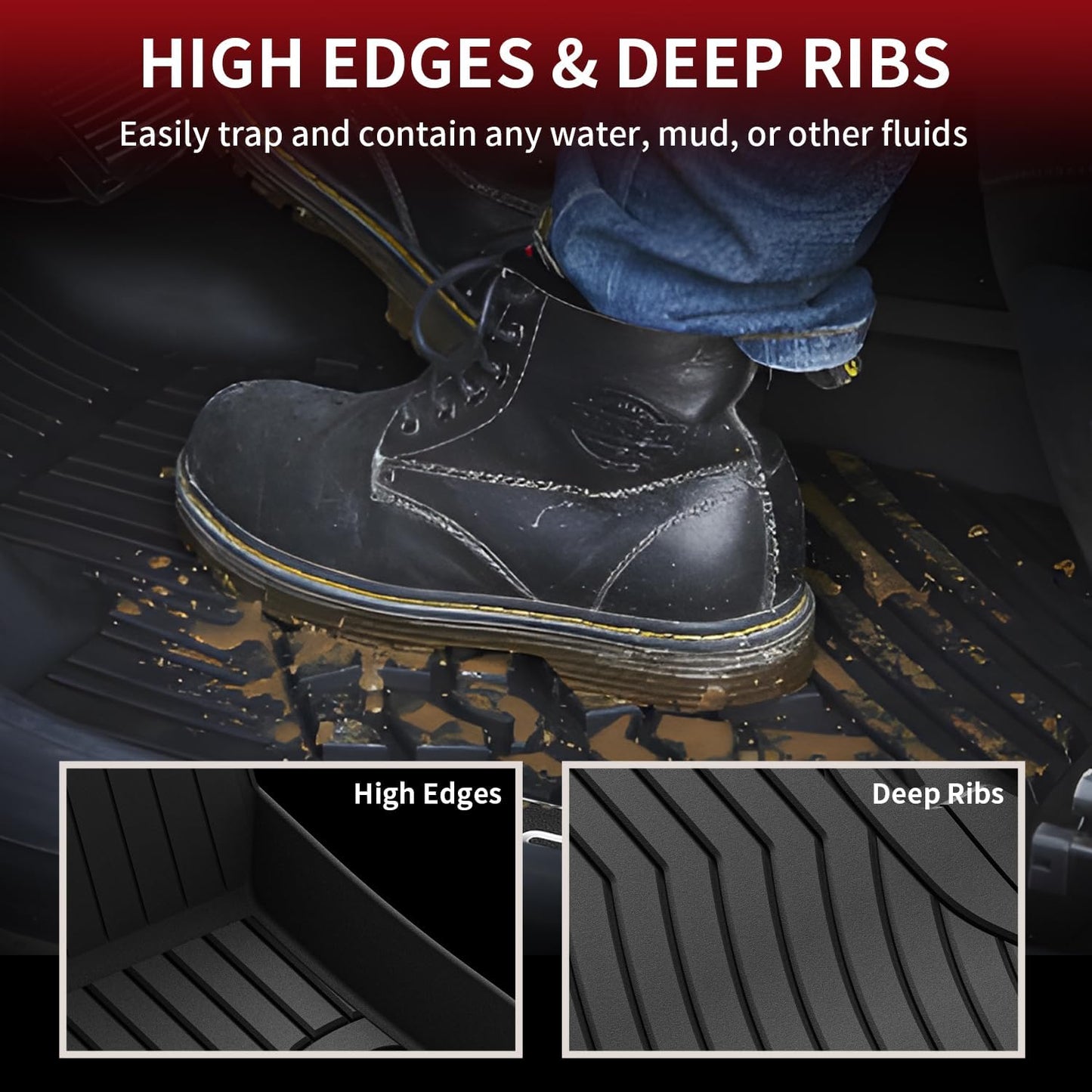 LASFIT Floor Mats for Mercedes Benz C Class 2021 2020 2015-2019 C300 / C350 / C400 / C350e / C43 AMG / C63 AMG / C63 AMG S (Fit Sedan Only), All Weather TPE Floor Liners for C Class 1st & 2nd row Mats