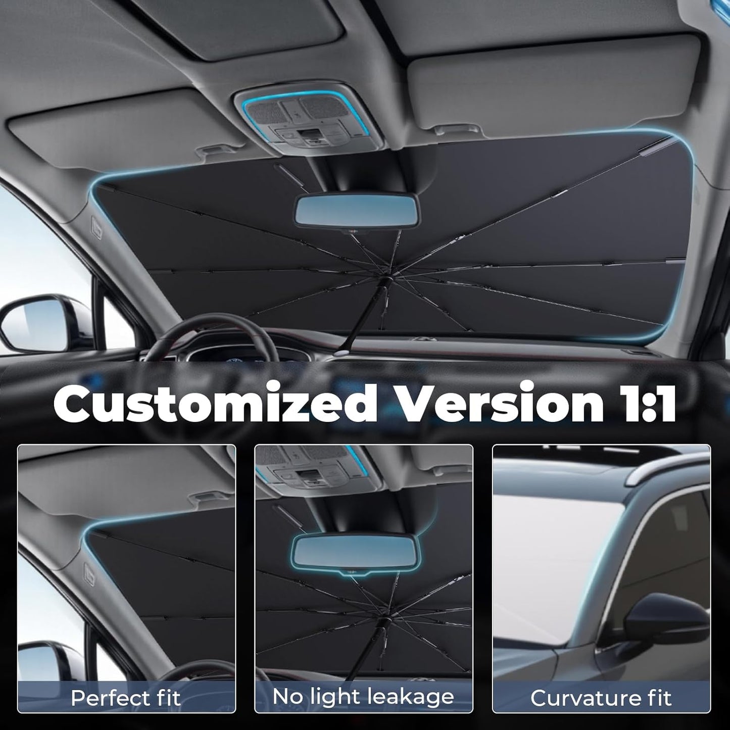 Windshield Sun Shade Umbrella: for Nissan Altima-Sedan-2019-2024 2025- Front Custom Car Window Shades - Foldable Altima Sunshades Block UV Keep Cool