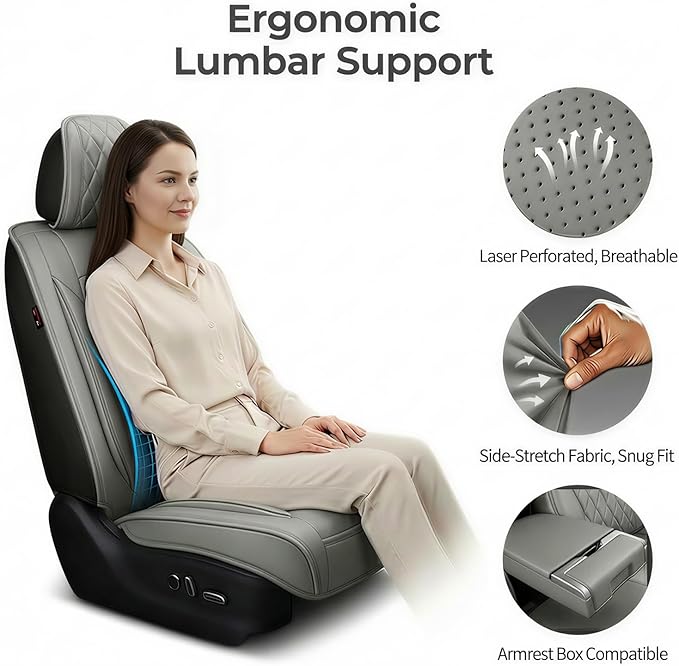 Fit Integra Car Seat Covers for Acura Integra 2023-2026 - Premium Leather, Waterproof, All-Weather, Airbag Compatible, Anti-Slip, Breathable, Easy Install, Seat Protectors, Full Set, Gray