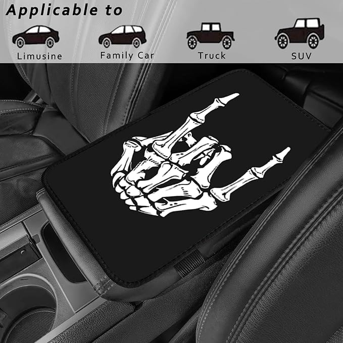 Skeleton Hand Vehicle Center Console Armrest Cover Pad,Skull Car Accessories Soft Middle Console Cushion Pad,Auto Arm Rest Mat Decor Horror Gifts for Women Men Dad for Most Vehicle SUV Truck