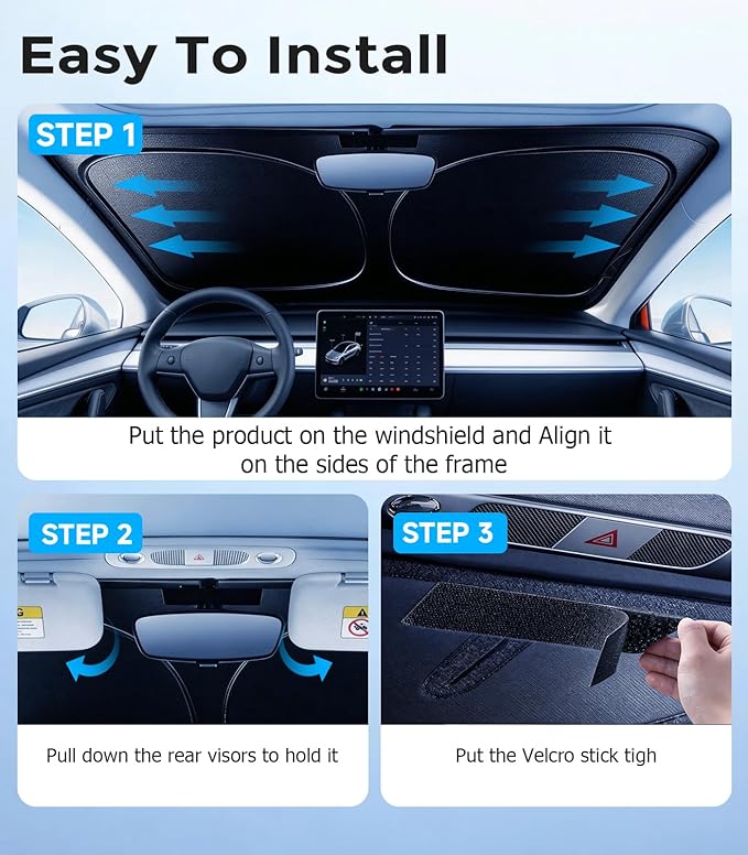 DMJN Windshield Sun Shade for Toyota Highlander (2020-2026), Car Sunshade for Front Windshield [100% Efficient Block UV & Scorching Sun] UPF50+ Heat Block - Protect Interior & Keep Cooler
