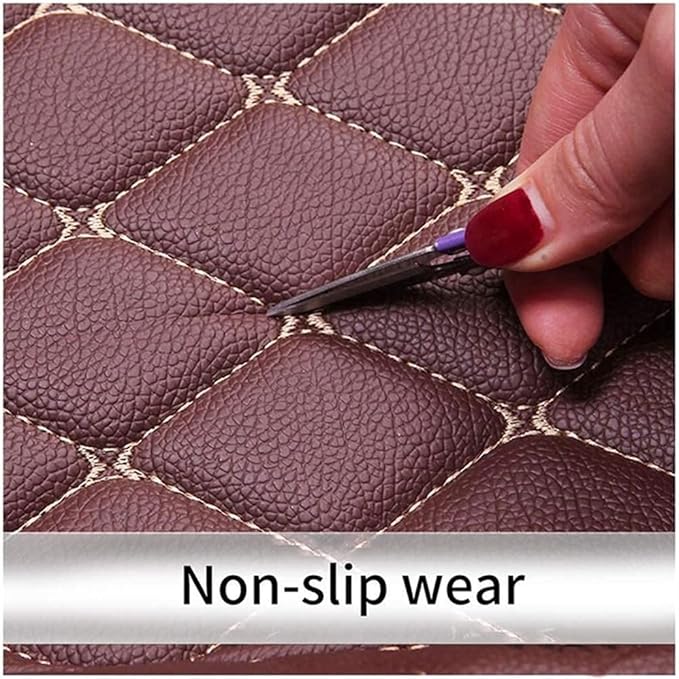 Custom Car Mats All Weather Fit Automotive Floor Mats PU Leather Protector Mat for Most Sedan, SUV, Truck Floor Mats (Red+Black Strip Shape)
