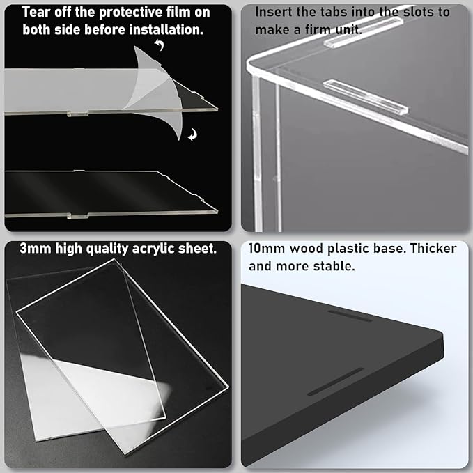 Choowin 20 inch Tall Acrylic Display Case for Lego Statue of Liberty 21042 Display Thickened Clear Acrylic Display Cases for Collectibles Figures Doll Assemble Dustproof Display Box(Black Base)