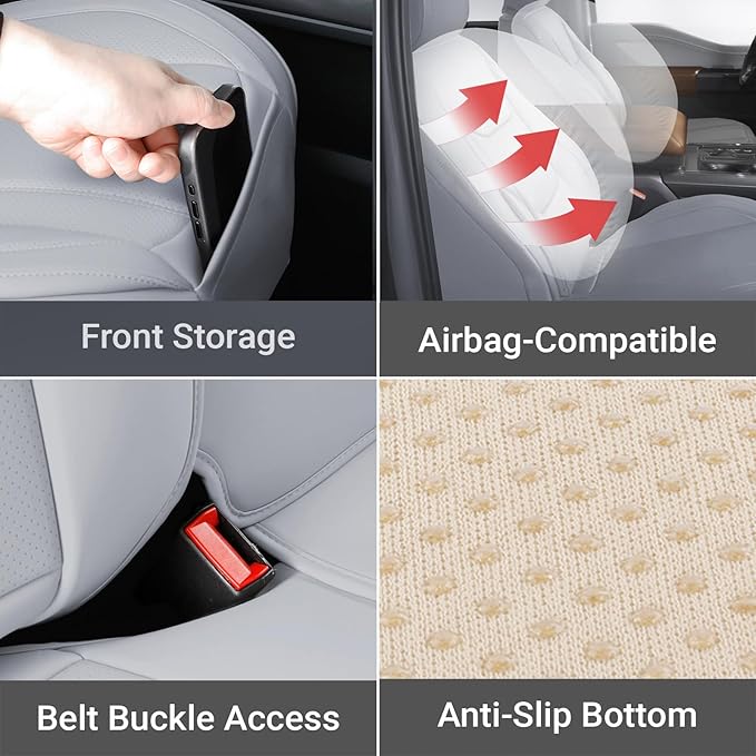 Coverland Custom Fit Car Seat Covers for Car Compatible with [BMW i4, Lexu s is, LS, 320TE, S-Class, Legacy] Premium Waterproof Non-Slip Interior Seat Protector [Full Set Gray- Size Chart X56]